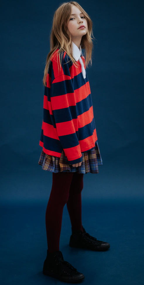 Repose Ams -  polo sweatshirt - navy red block stripe