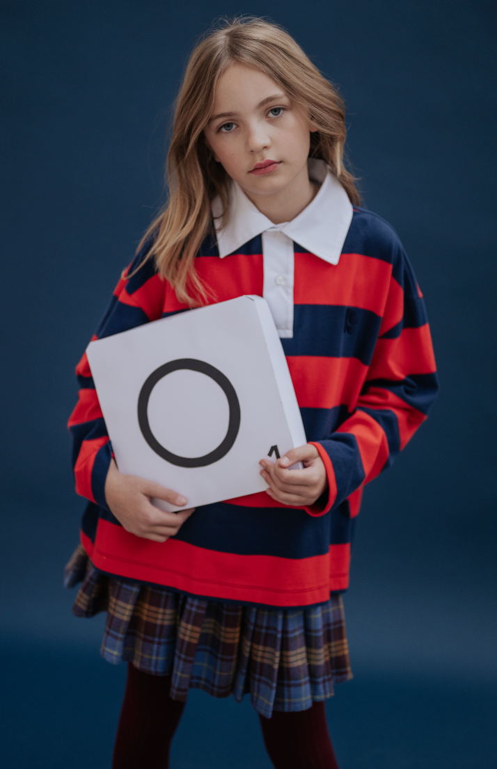 Repose Ams -  polo sweatshirt - navy red block stripe