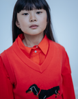 Repose Ams -  knit v-neck spencer - radiant red
