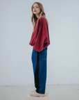 Repose Ams -  iris crop sweater - royal burgundy