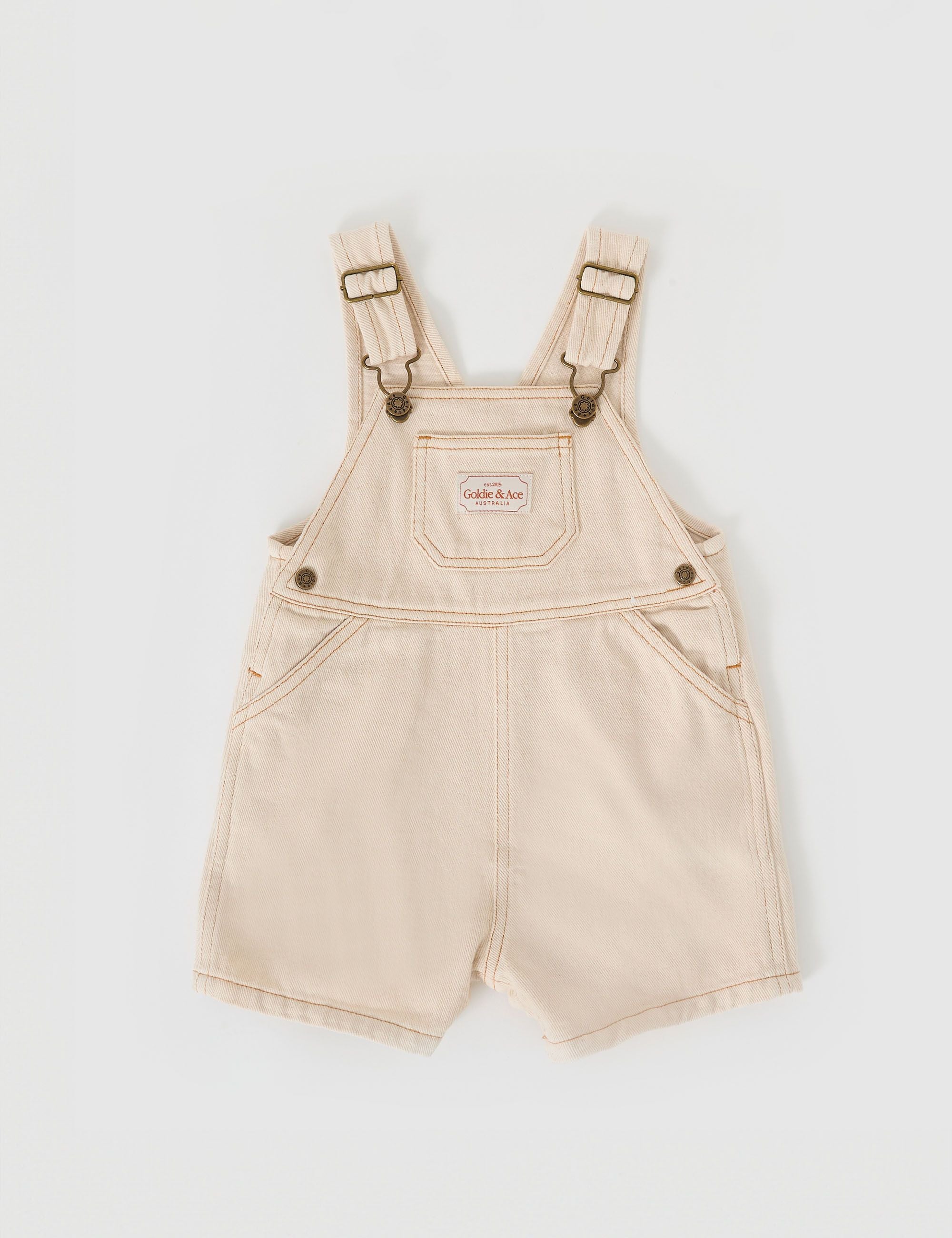 Goldie + Ace - burton denim short overalls - oat