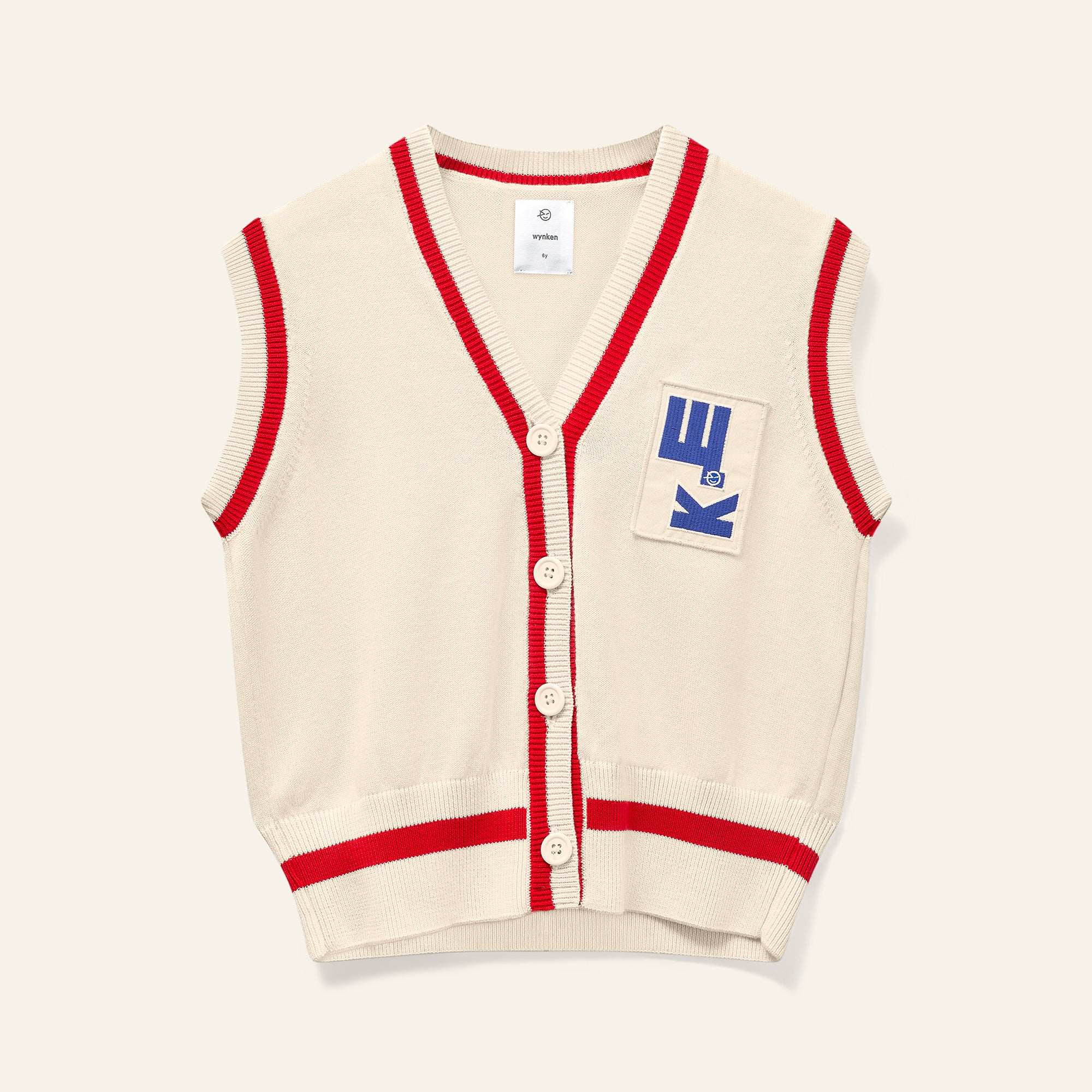 Wynken - tip waistcoat - ecru/red