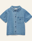 Wynken - denim day shirt - mid bleach wash