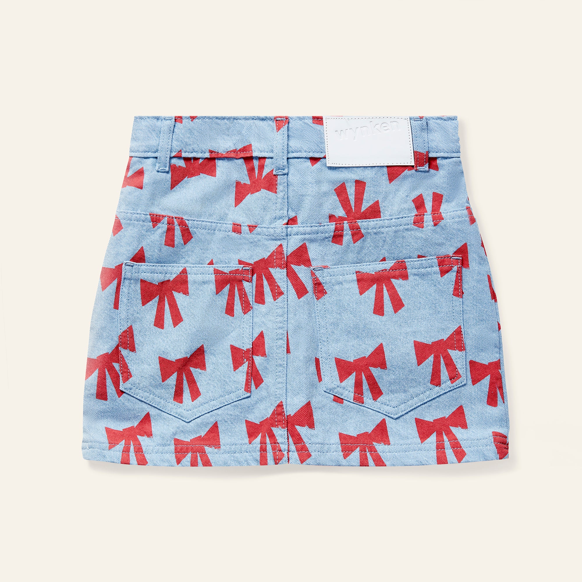 Wynken - denim cloud skirt - setting sun bows