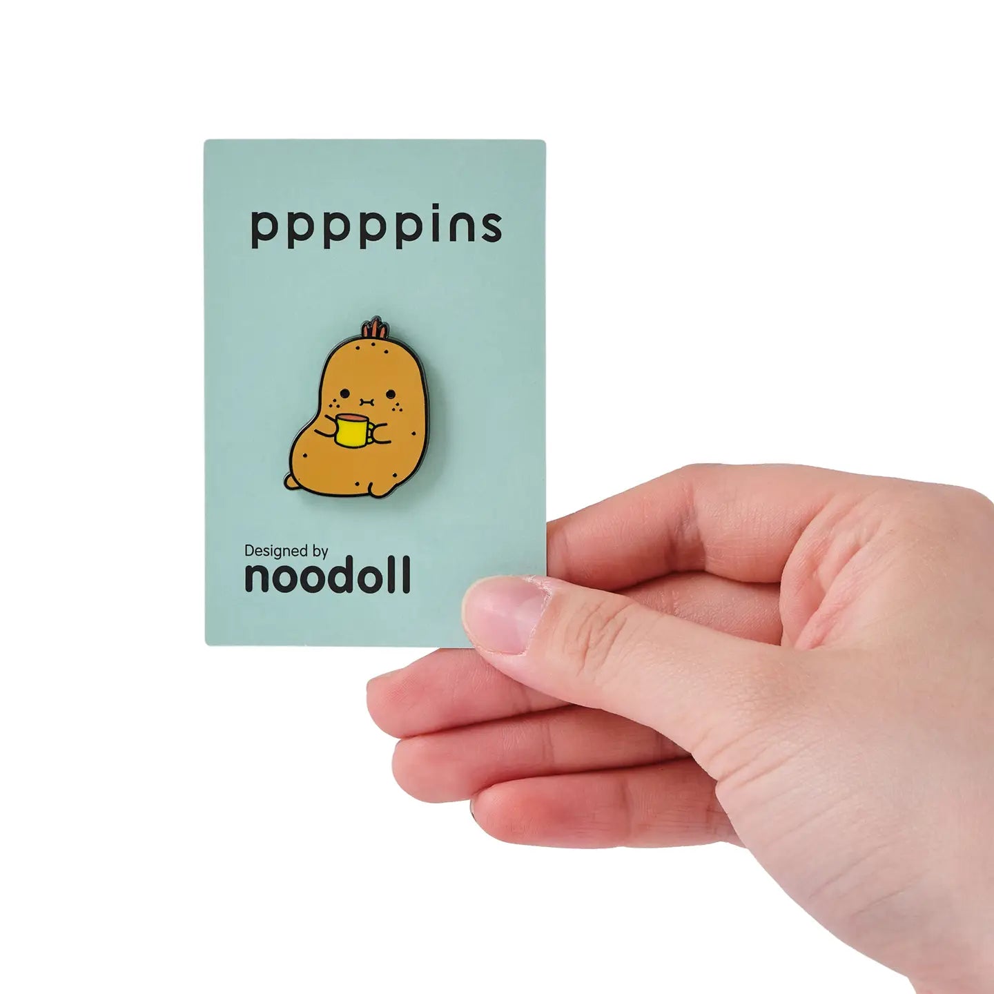 Noodoll - enamel pin - ricespud drinking