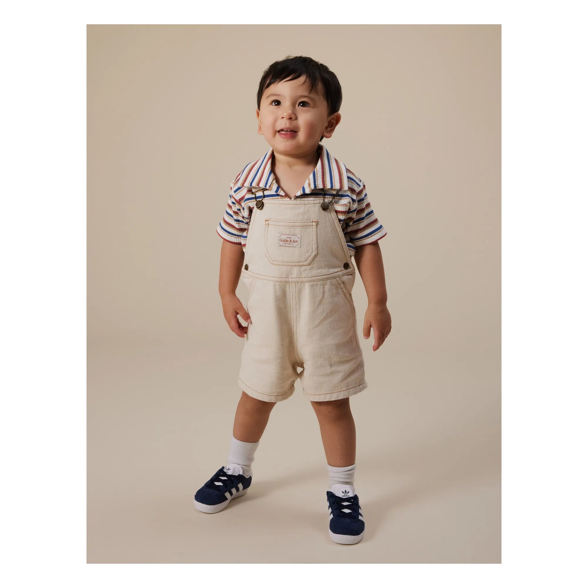 Goldie + Ace - burton denim short overalls - oat