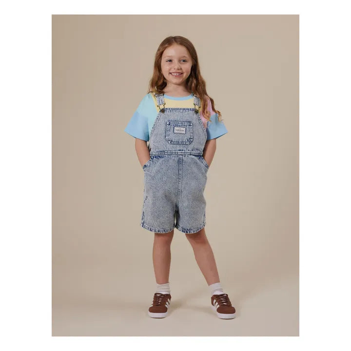 Goldie + Ace - burton vintage denim short overalls - washed blue