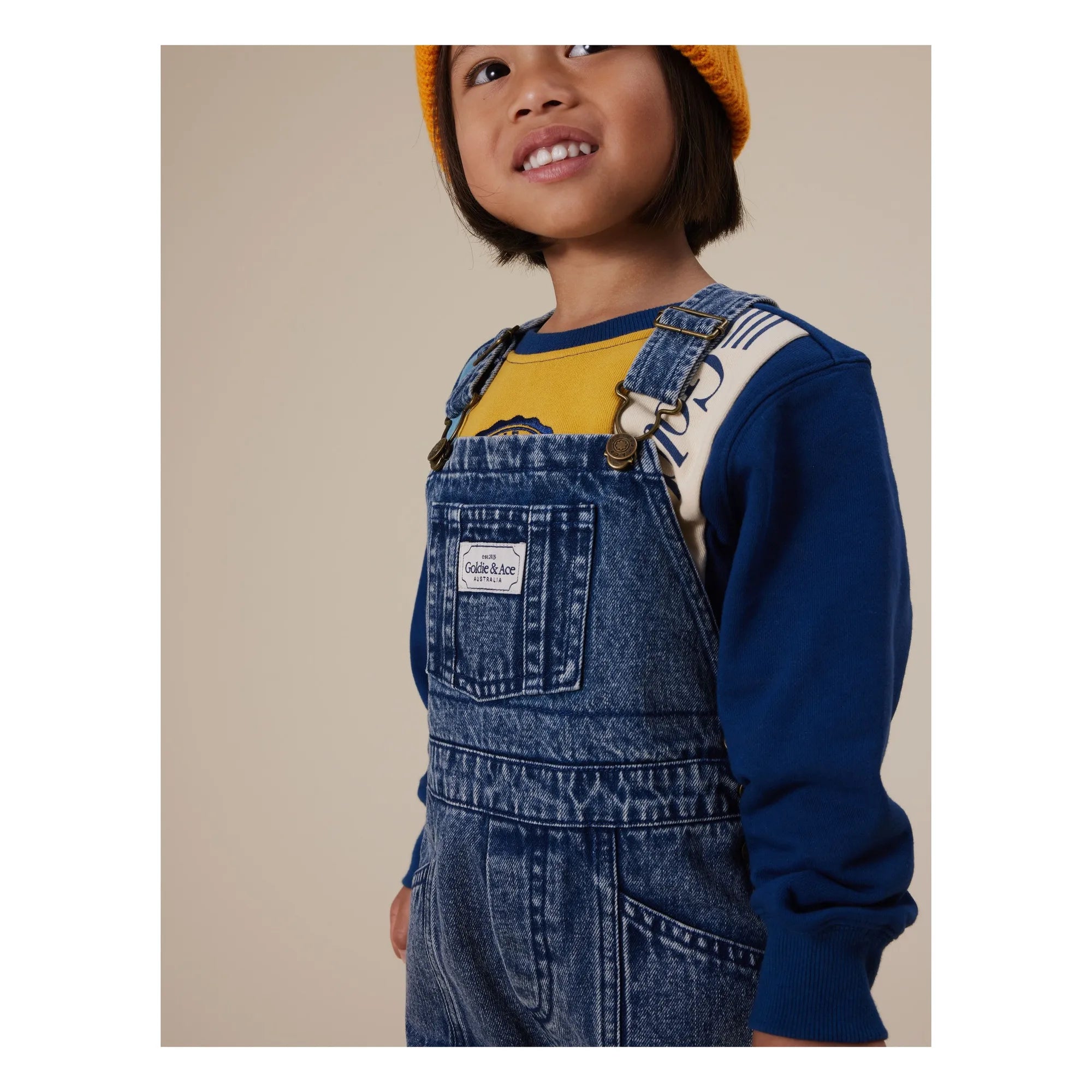 Goldie + Ace - blake vintage denim overalls - washed blue