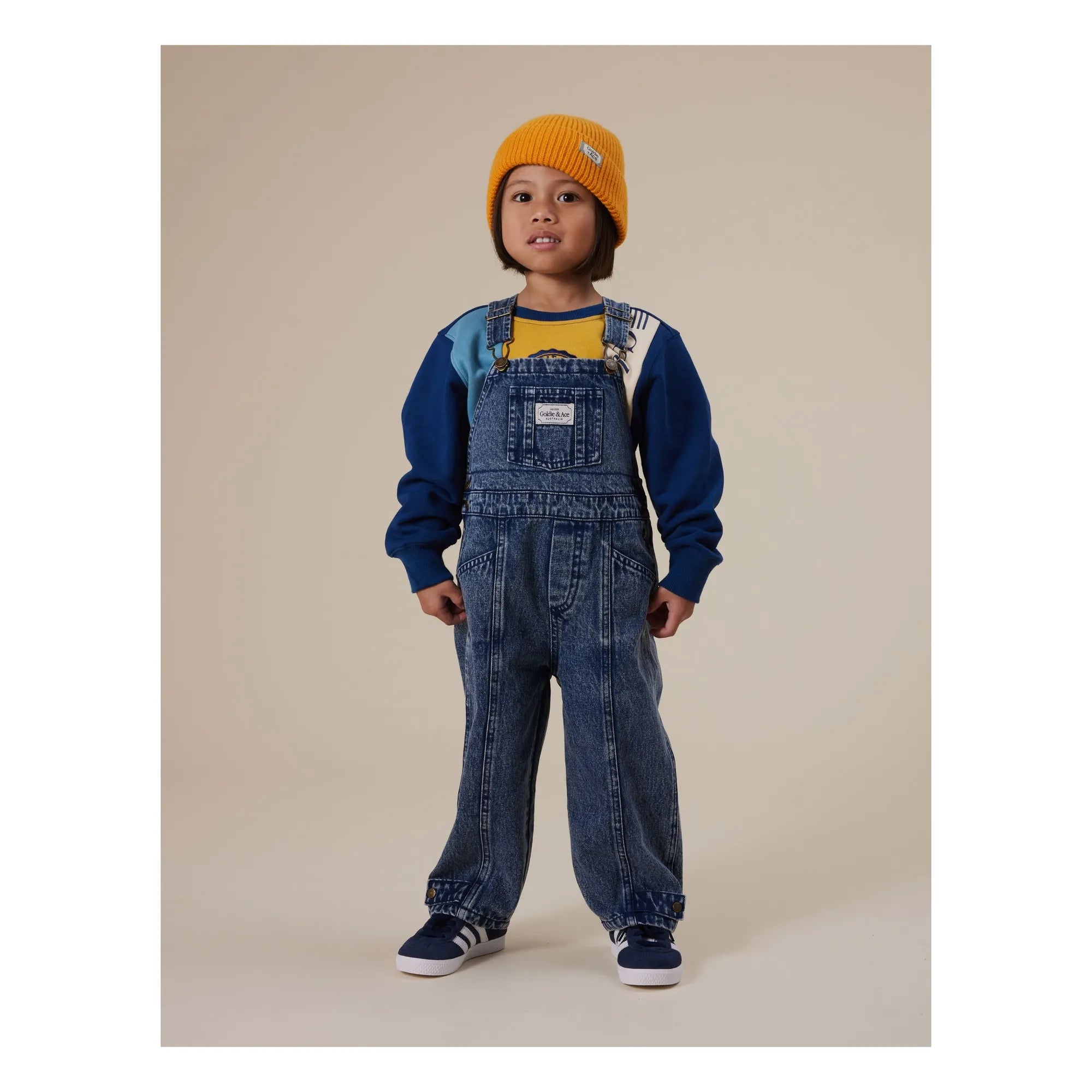 Goldie + Ace - blake vintage denim overalls - washed blue