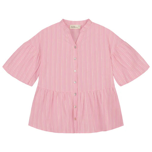 Charlie Petite - isabelle dress - pink/white stripes