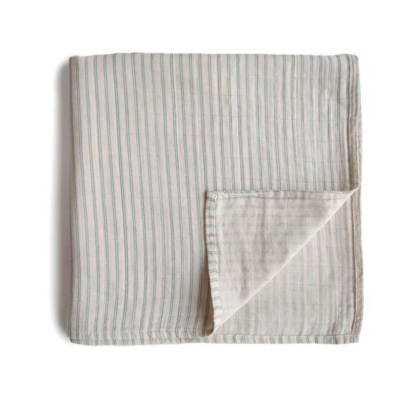 Mushie - swaddle - sage stripes