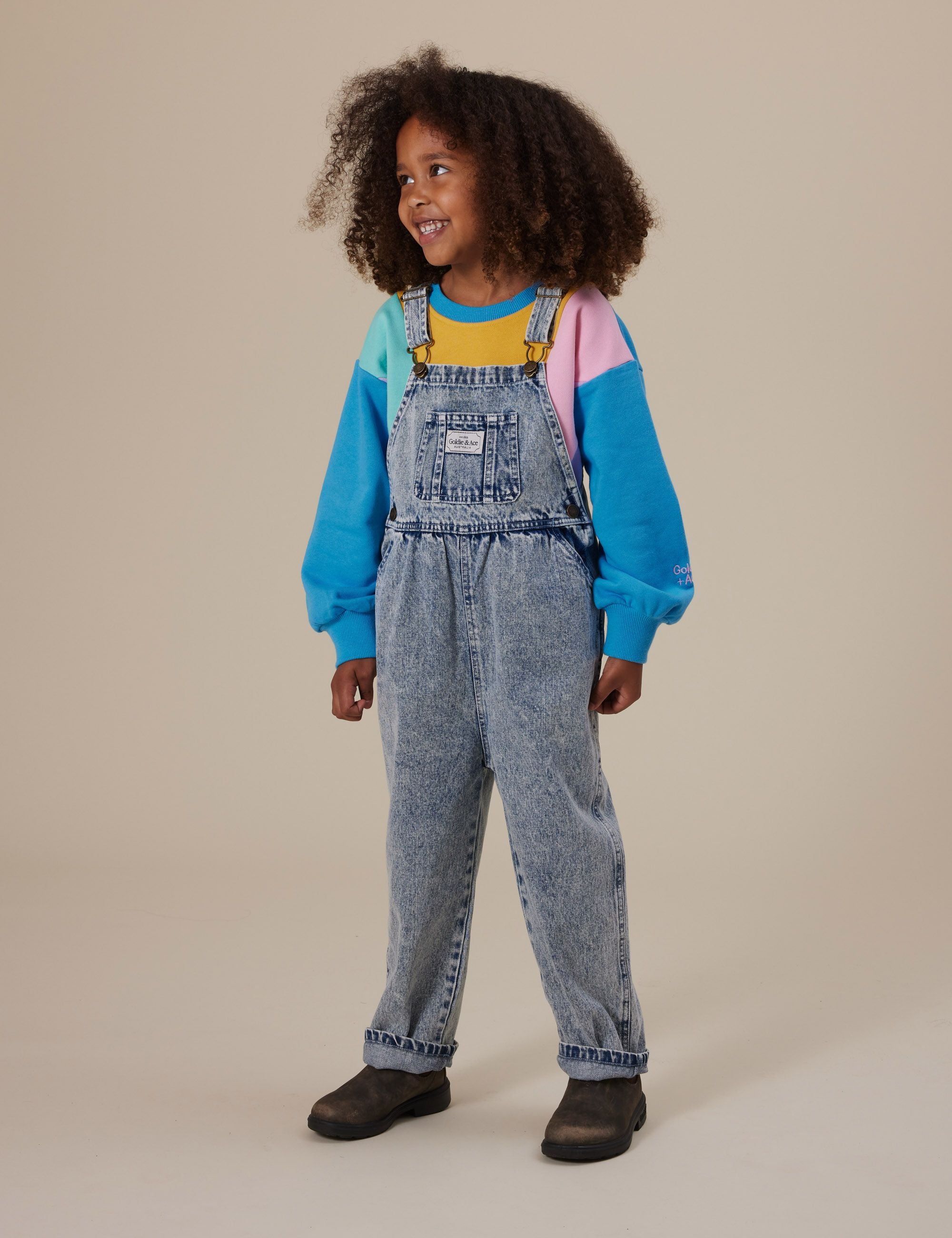 Goldie + Ace - austin vintage denim overalls - washed blue