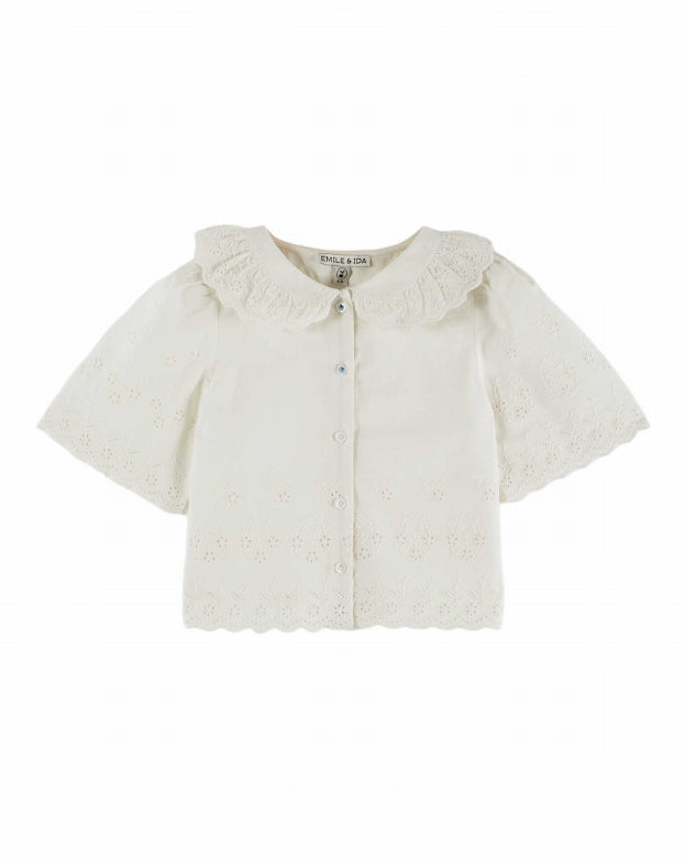 Emile et Ida - kids - embroided blouse - blanc