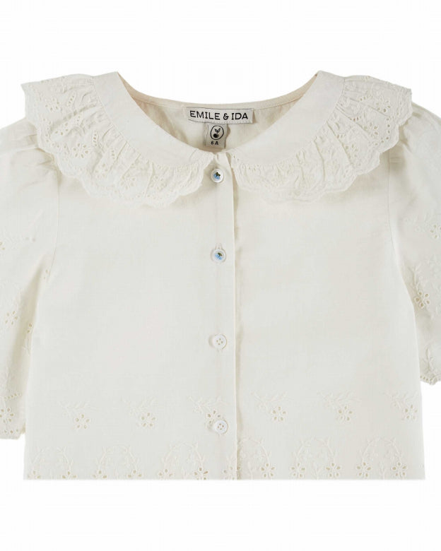 Emile et Ida - kids - embroided blouse - blanc