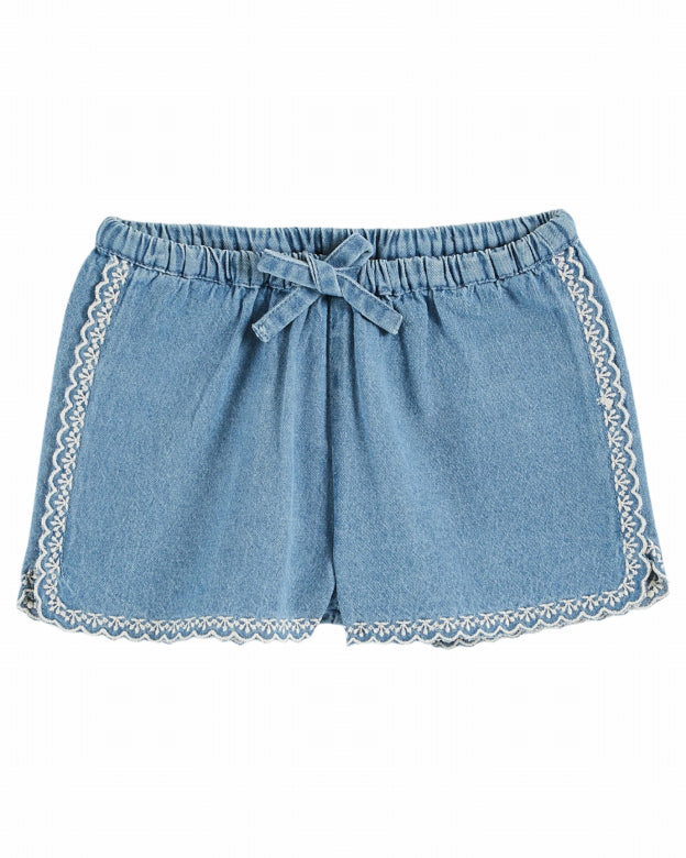 Emile et Ida - kids - embroided shorts - light denim