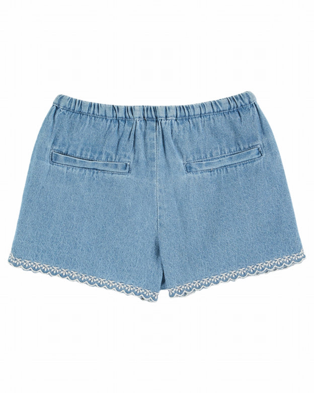 Emile et Ida - kids - embroided shorts - light denim