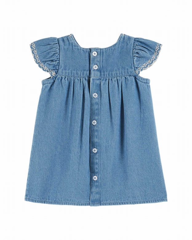 Emile et Ida - baby - embroided dress - light denim