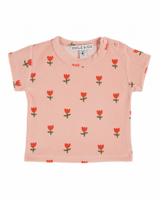 Emile et Ida - baby - terry t-shirt - grande tulip blos