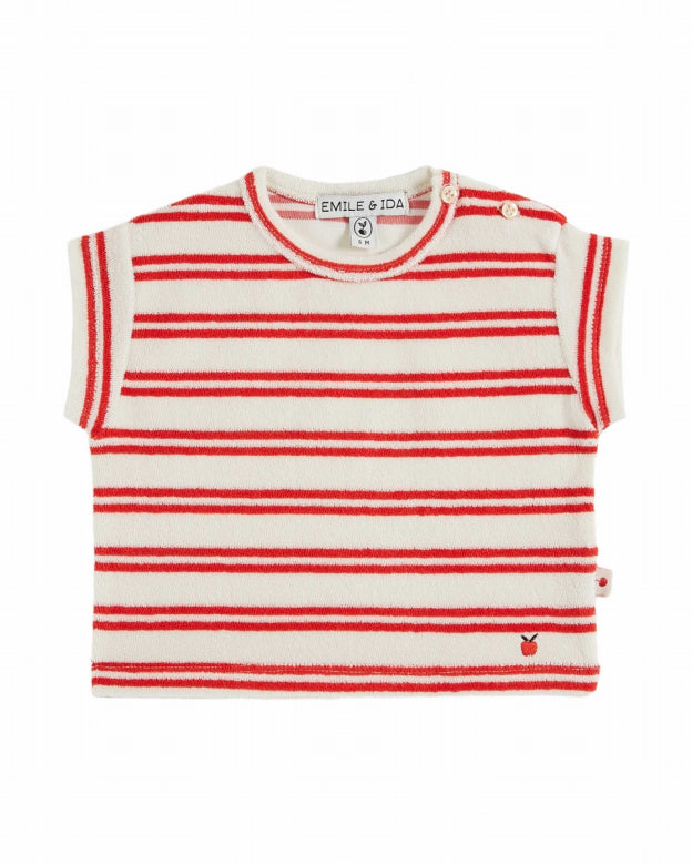 Emile et Ida - baby - terry stripe t-shirt - canna