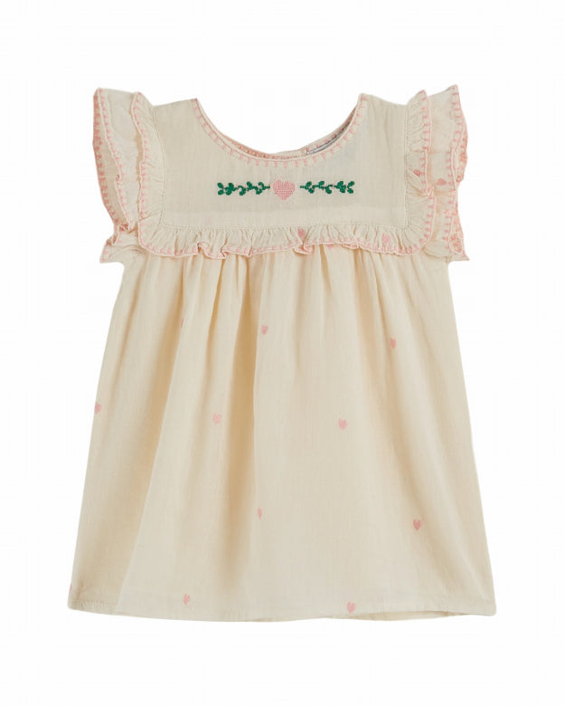 Emile et Ida - baby - embroided dress - ecru