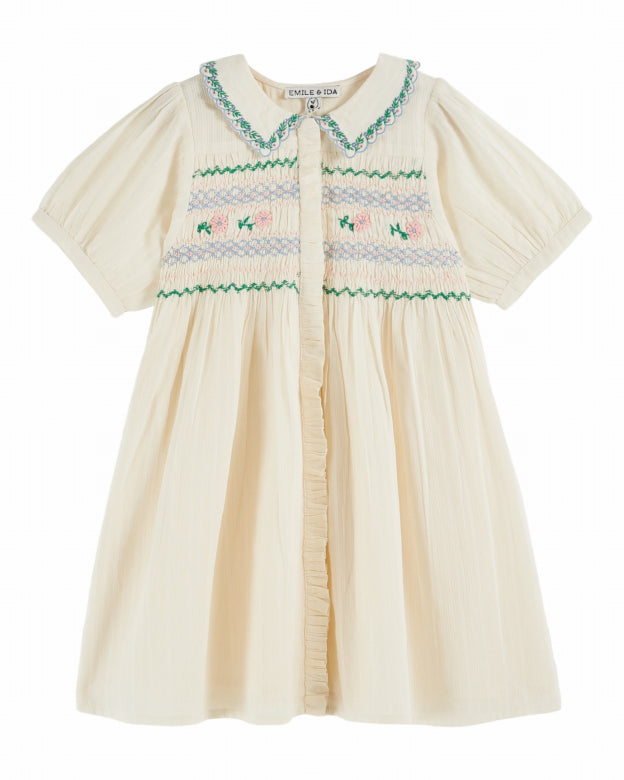 Emile et Ida - kids - smock dress - ecru