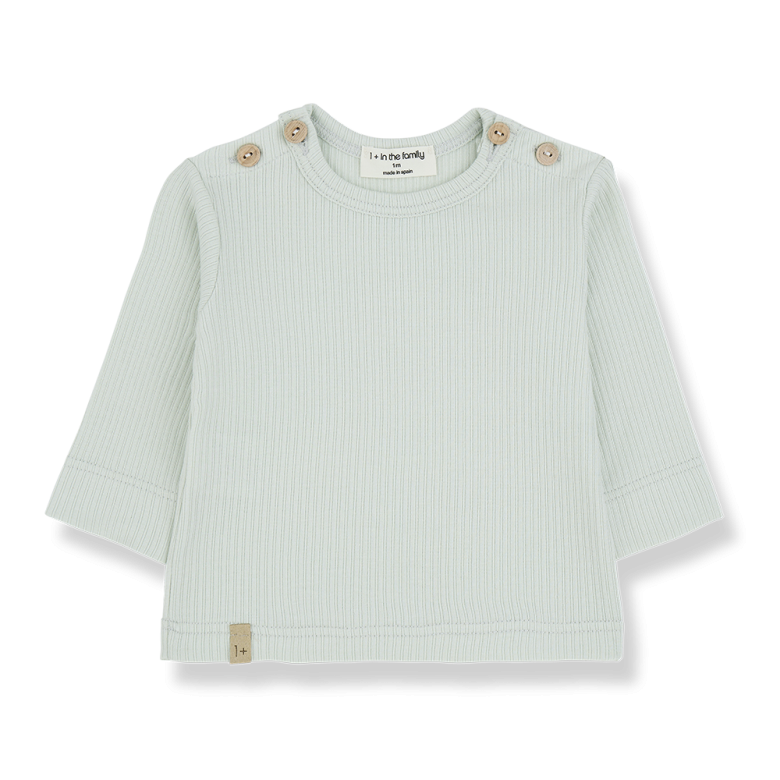 1+ in the family - mica - longsleeve rib tee - pale aqua