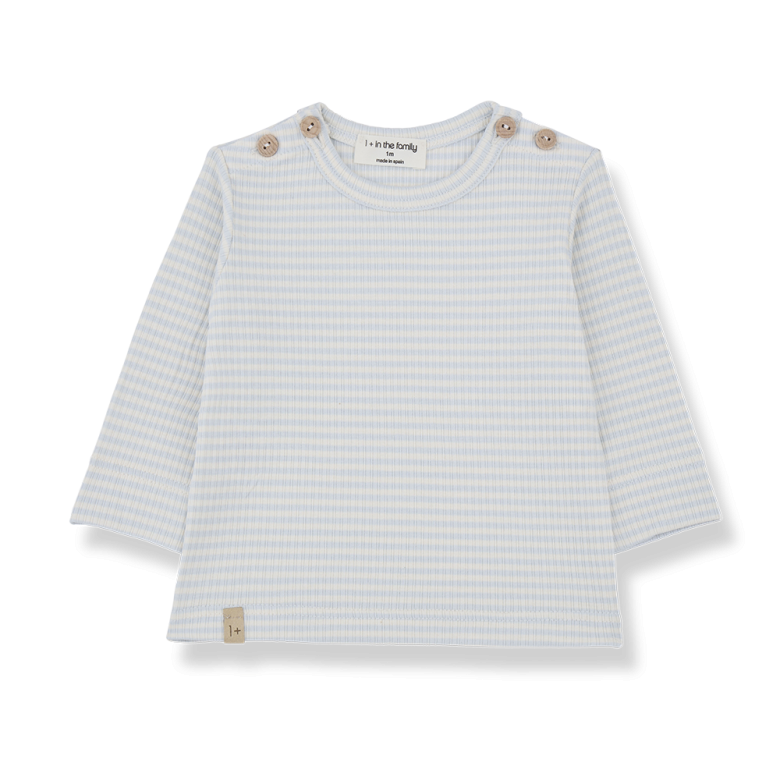 1+ in the family - ot - rib stripe longsleeve tee - misty blue