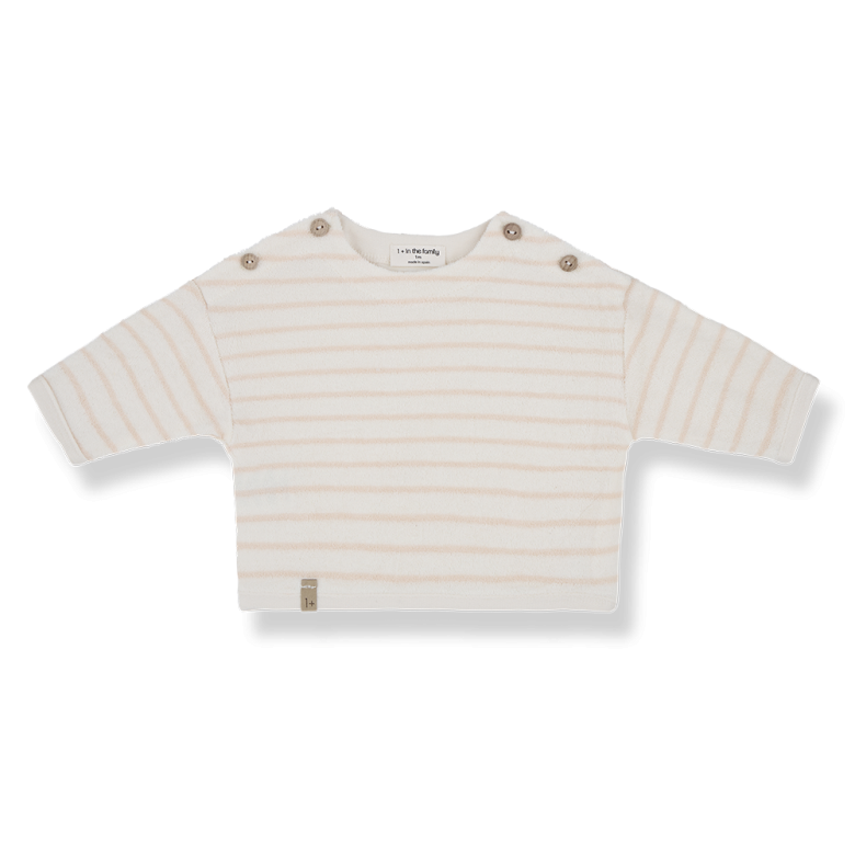 1+ in the family - enzo - terry sweatshirt - nude stripes