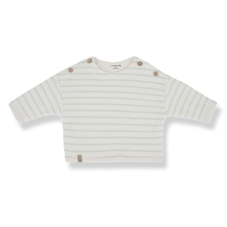 1+ in the family - enzo - terry sweatshirt - pale aqua stripes