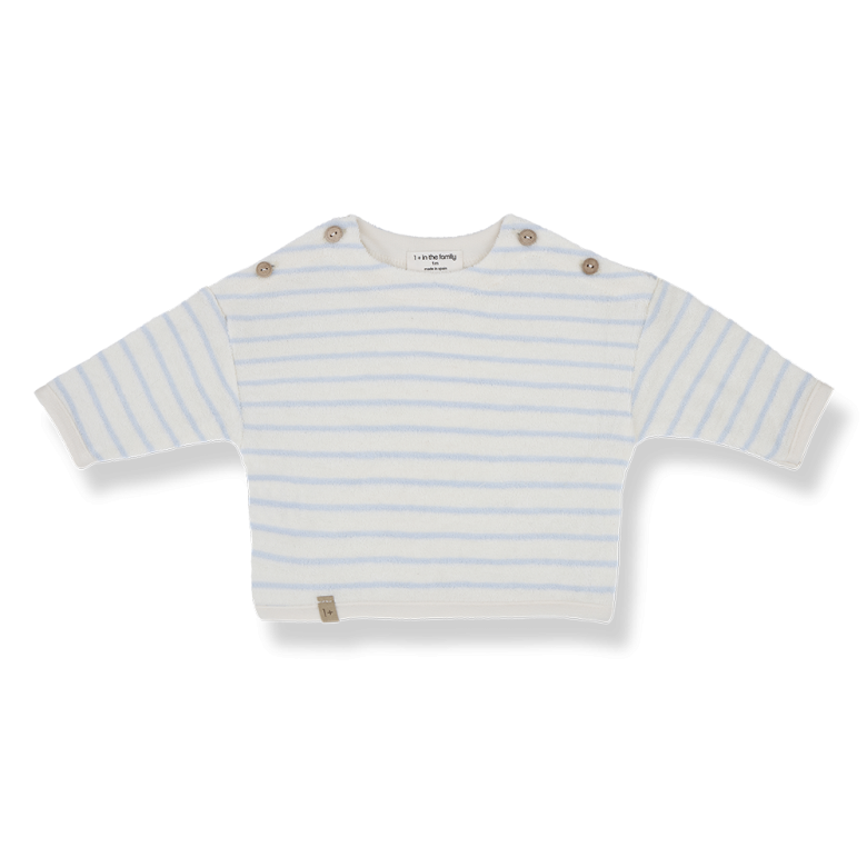 1+ in the family - enzo - terry sweatshirt - misty blue stripes