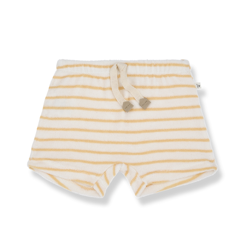 1+ in the family - dimitri - terry shorts - peach stripes