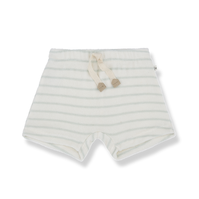 1+ in the family - dimitri - terry shorts - pale aqua stripes