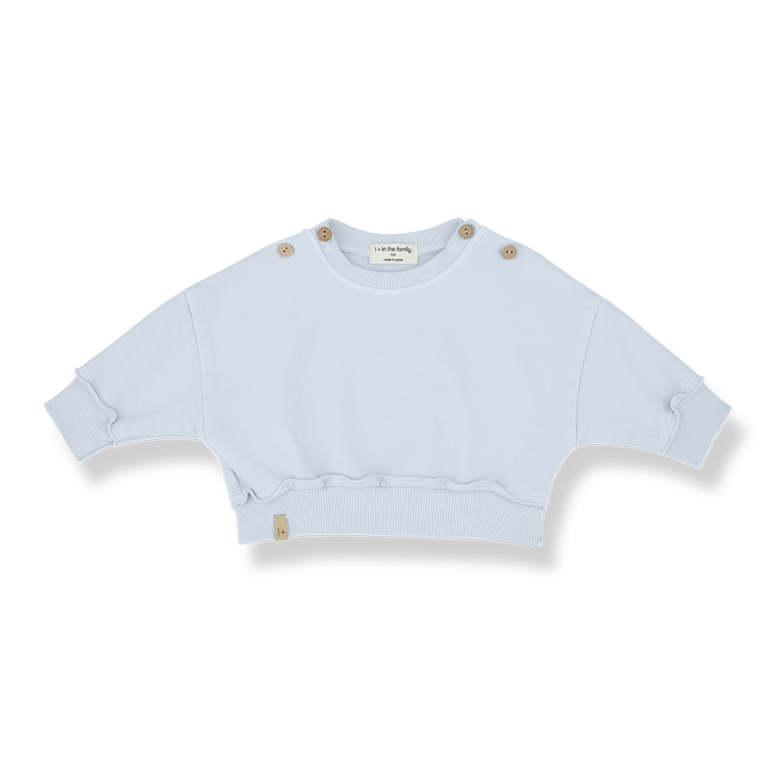 1+ in the family - job - soft fleece sweatshirt top - misty blue