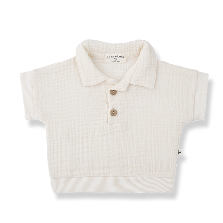 1+ in the family - guido - muslin polo - ecru