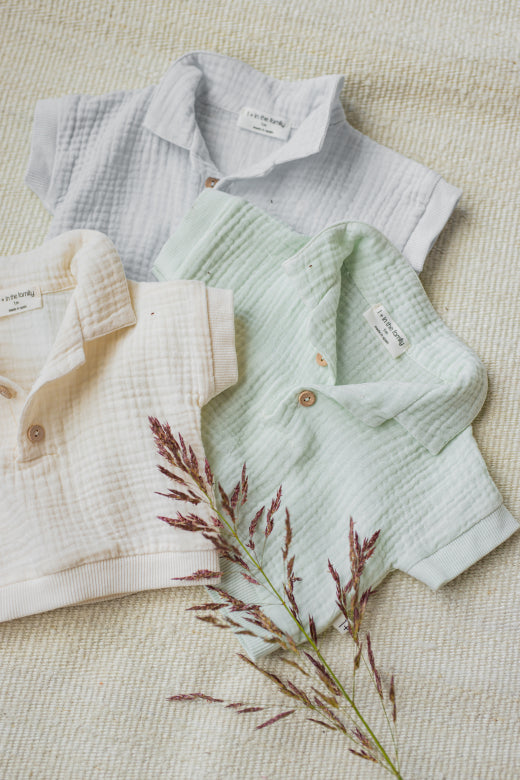 1+ in the family - guido - muslin polo - pale aqua