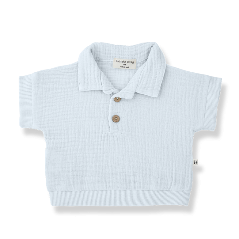 1+ in the family - guido - muslin polo - misty blue