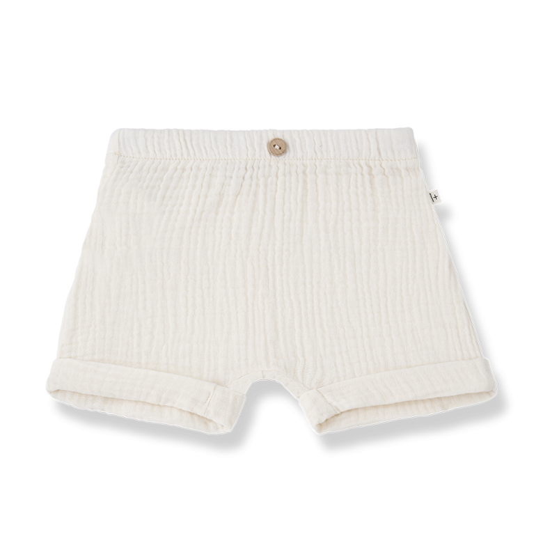 1+ in the family - mirko - muslin shorts - ecru