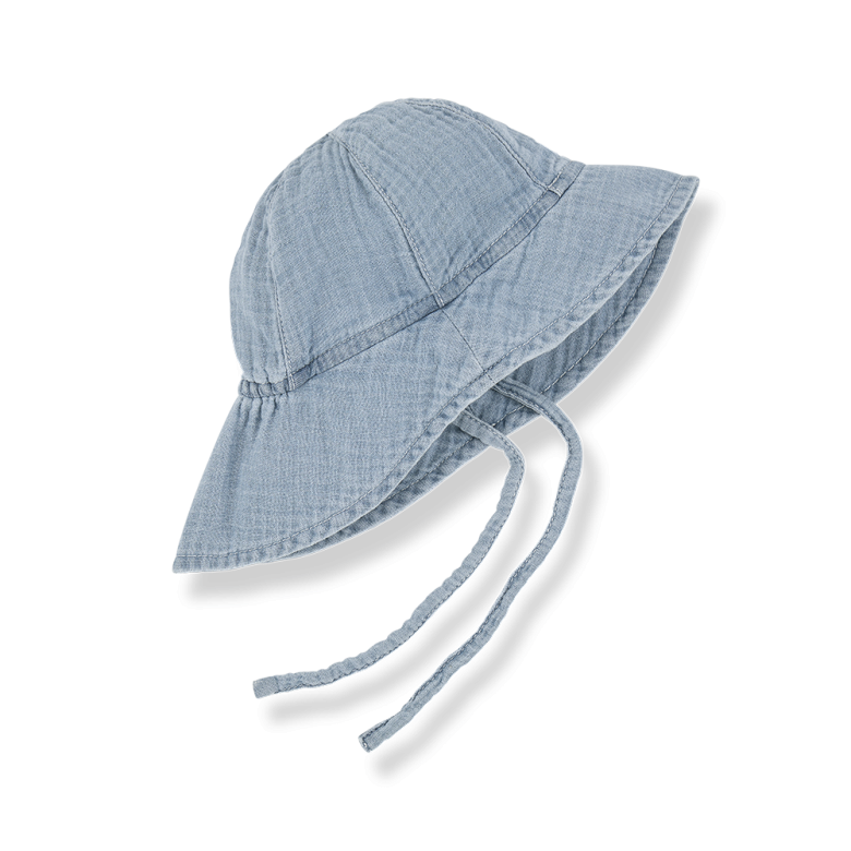 1+ in the family - daniele - muslin denim sunhat - washed blue