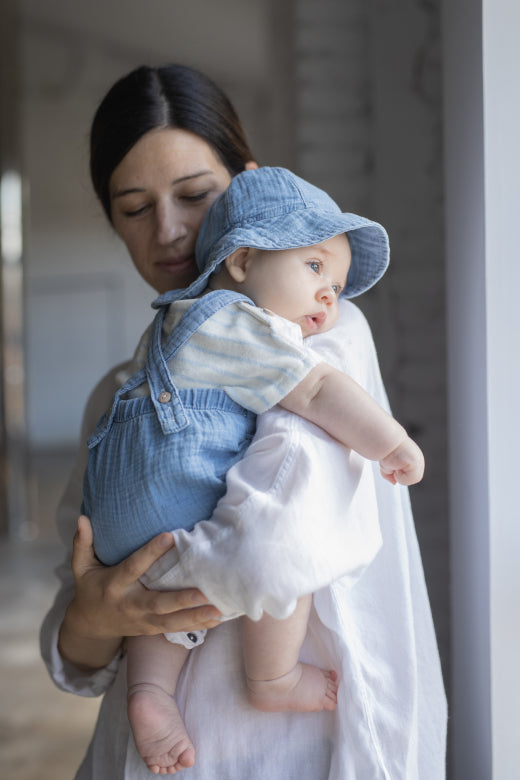 1+ in the family - daniele - muslin denim sunhat - washed blue