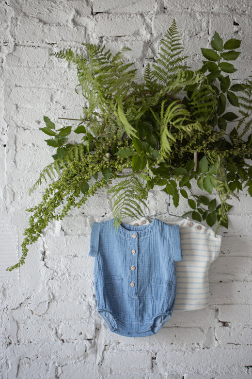 1+ in the family - carlo - muslin denim romper - washed blue