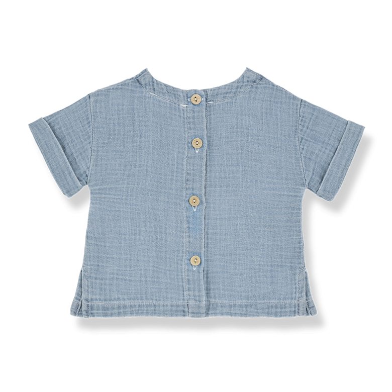 1+ in the family - benedetto - muslin denim t-shirt - washed blue