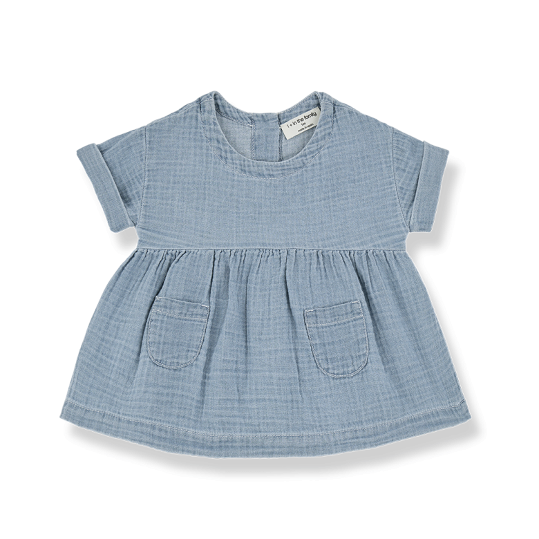 1+ in the family - lavinia - muslin denim dress - washed blue