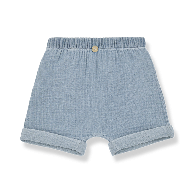 1+ in the family - angelo - muslin denim shorts - washed blue