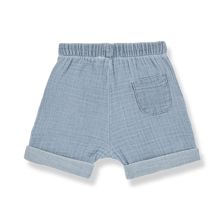 1+ in the family - angelo - muslin denim shorts - washed blue