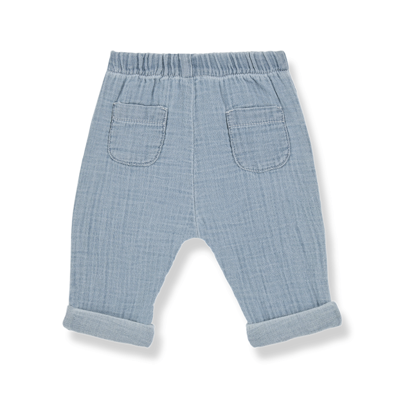 1+ in the family - francesco - muslin denim trousers - washed blue