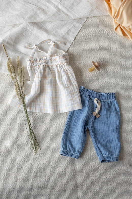 1+ in the family - loretta - muslin denim pants - washed blue