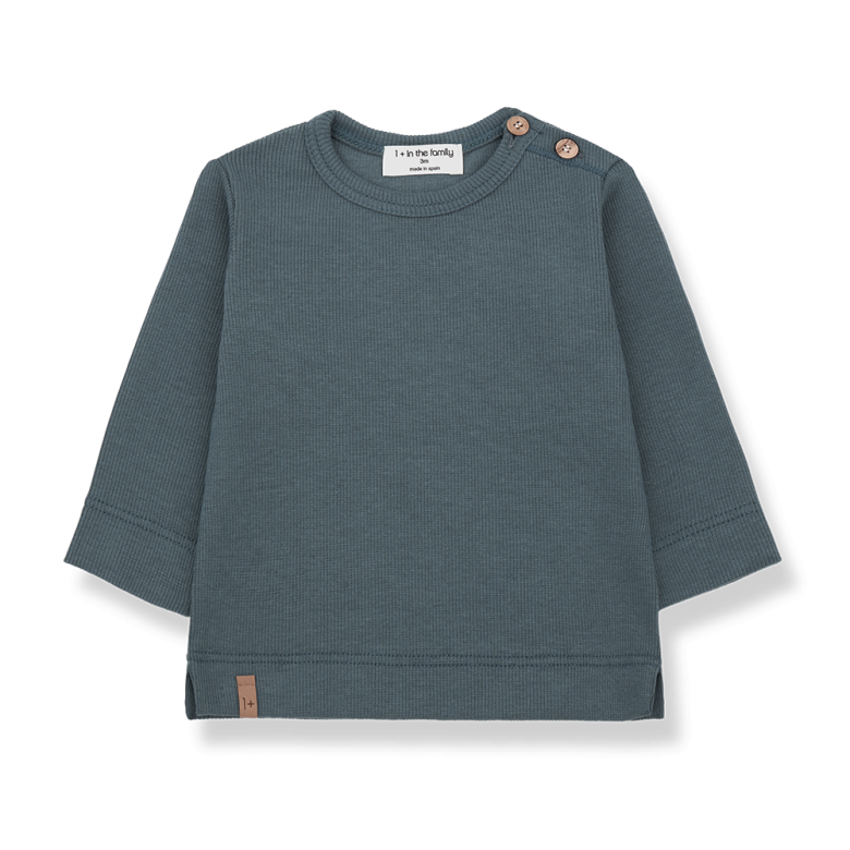 1+ in the family - alfons - rib longsleeve tee - petroleum