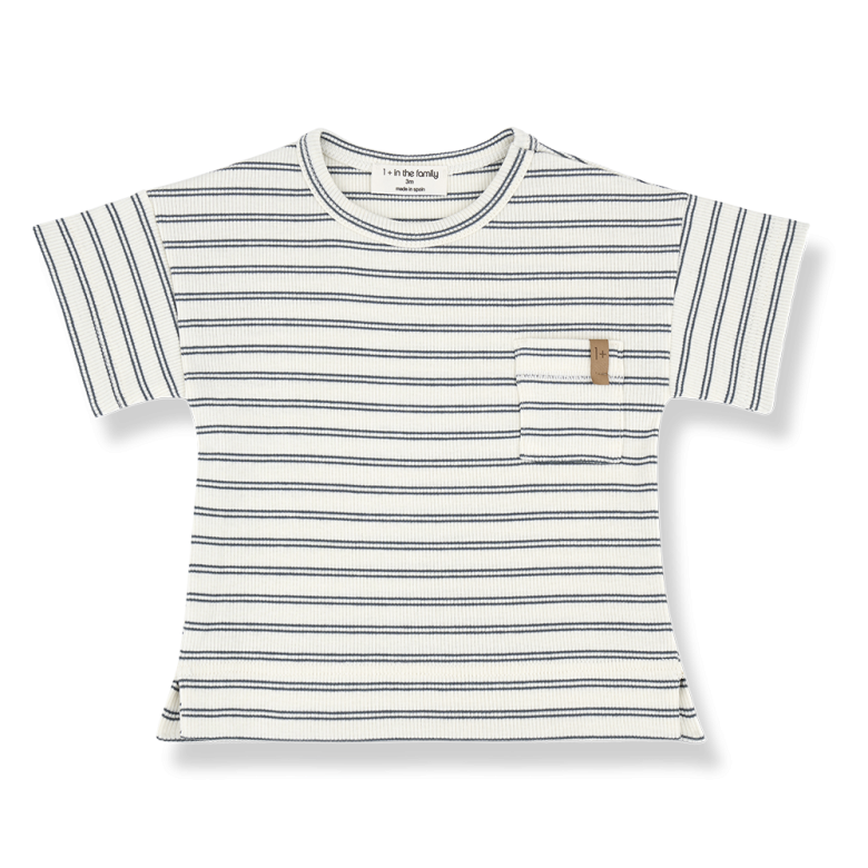 1+ in the family - pauli - rib tee - petroleum stripes