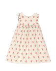 Mipounet - coraline frill dress - jacquard - ecru/coral