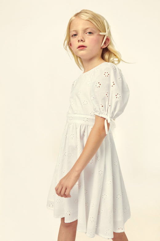 Mipounet - lisa swiss lace flower dress - white